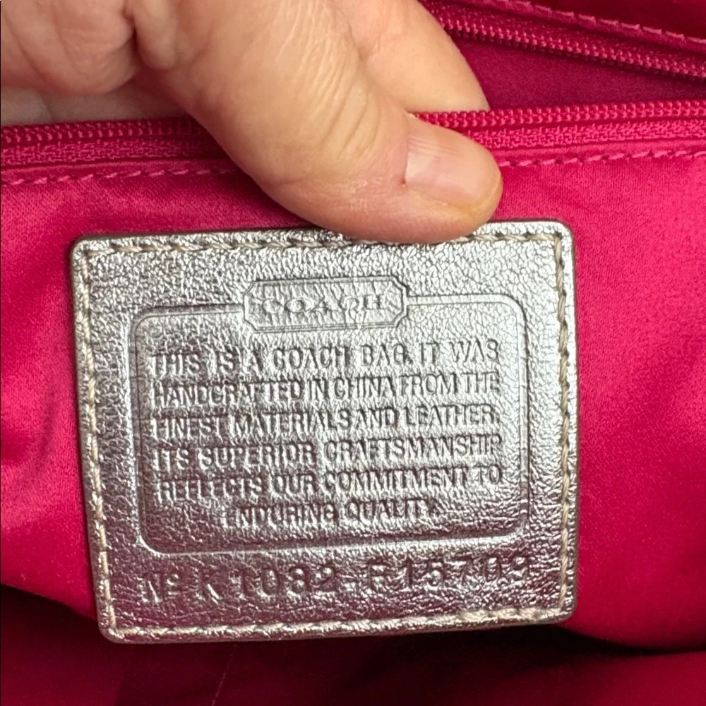 COACH Pink Bandana Glitter Graffiti Bag with Silver Accents waterproof dust bag - Picture 6 of 9